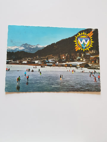 AK Weißensee. Schlittschuhlaufen auf dem See.