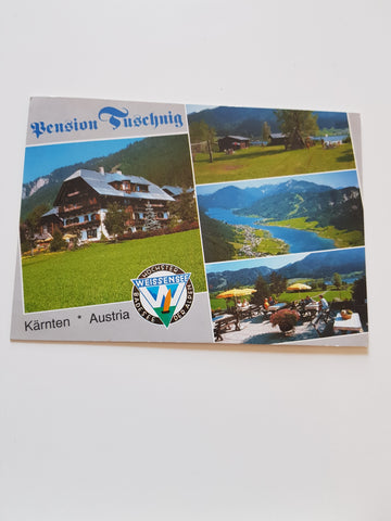AK Techendorf/Weissensee. Pension Tuschnig. Familie Johann Winkler. Gatschach 12.
