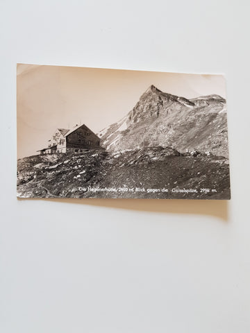 AK die Hagenerhütte. Blick gegen die Geiselspitze.