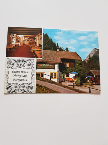 AK Burgfrieden. Gasthaus Lienzer Klause mit Rachkuchl. Bes, H. Delacher. Leisach.