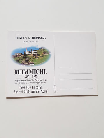AK St. Veit in Defereggen. Reimmichl. Zum 125. Geburtstag. St. Veit. 28. Mai 1992.