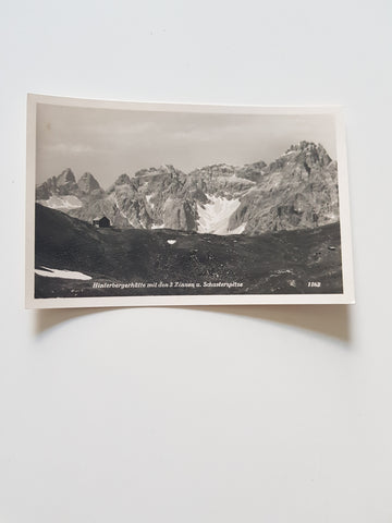 AK Hinterbergerhütte mit den 3 Zinnen u. Schusterspitze.