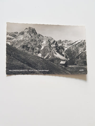 AK Hinterbergerhütte mit Schusterkogel. (1959)