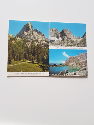 AK Karlsbader Hütte mit Laserzsee. Instein - Alm mit Laserzgruppe.