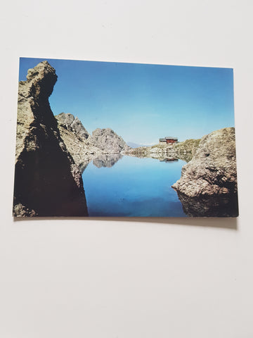 AK Karlsbader-Hütte mit Laserz-See.