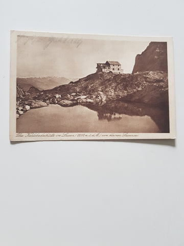 AK Die Karlsbaderhütte im Laserz vom kleinen Laserzsee.