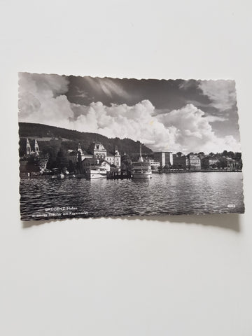 AK Bregenz. Hafen u. neues Theater am Kornmarkt.