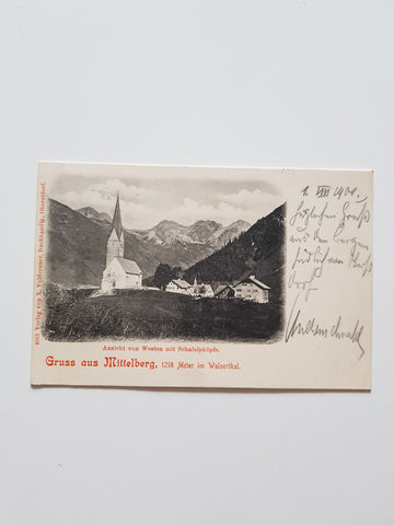 AK Gruss aus Mittelberg im Walserthal. Gelaufen 1900.