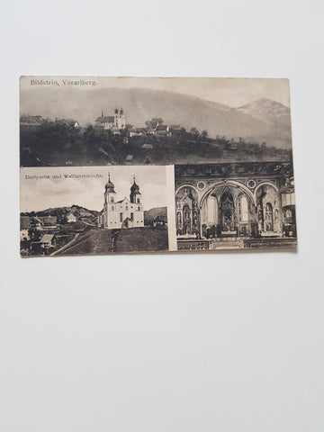 AK Bildstein. Dorfpartie und Wallfahrtskirche.