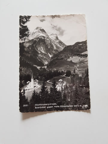 AK Hochtannbergstrasse. Schröcken gegen Hohe Künzelspitze.