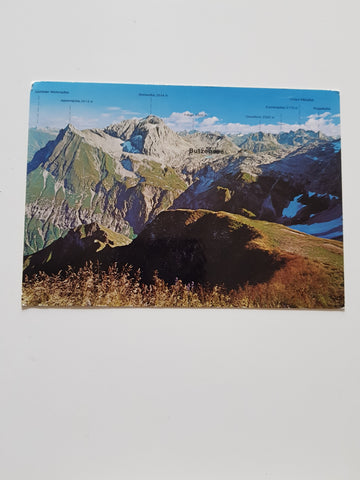 AK Blick vom Hochberg ob Schröcken auf die Berge des Bregenzerwaldes und die Lechtaler Alpen.