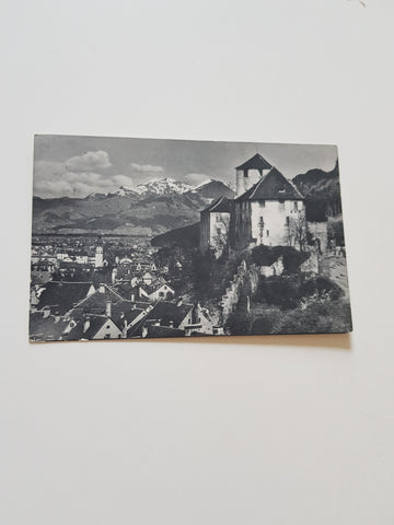 AK Feldkirch. Blick vom Hochbau der Stella Matutina auf Schattenburg.