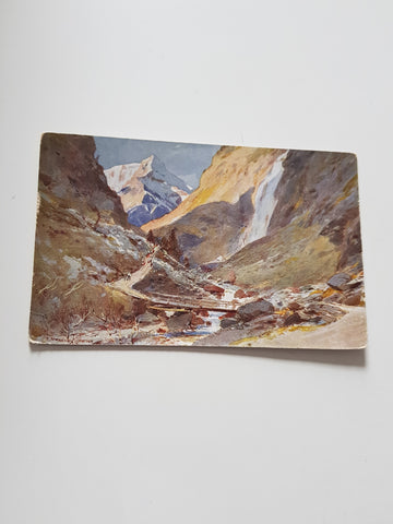 AK Schleierfall. Künstlerkarte Badgastein von E.H. Compton. Nr. 9.