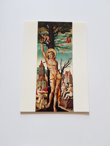 AK Alte Galerie am Joanneum in Graz. Meister der Brucker Martinstafel. Flügelbild: Hl. Sebastian.
