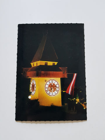 AK Graz bei Nacht. Uhrturm.