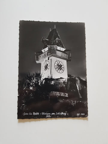 AK Graz bei Nacht. - Uhrturm. (1956)