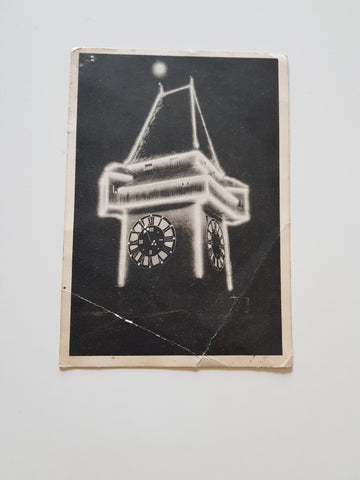 AK Graz. Uhrturm beleuchtet mit 1740 Metallum Vakuumlampen zu 15 Watt.