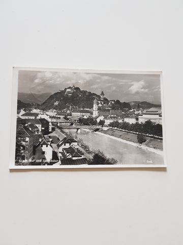 AK Graz. Mur und Schlossberg.