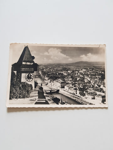 AK Graz gegen Süden vom Schlossberg.
