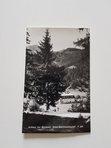 AK Grünau bei Mariazell. Hotel Marienwasserfall.