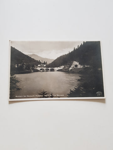 AK Walstern bei Mariazell. Hubertus See gegen das Stauwerk. (1931-32)