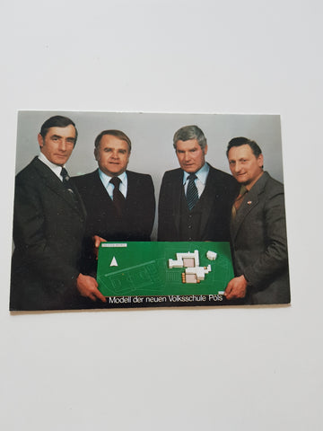 Wahlwerbe-Karte Pöls. Modell der neuen Volksschule.