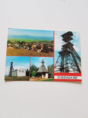 AK Fohnsdorf. Montanmuseum, Hetzendorfer Kapelle, Förderturm des ehemaligen Kohlebergbaues.