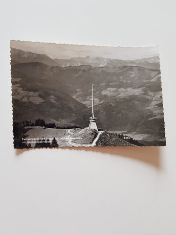 AK Fernsehsender am Mugel bei Leoben mit Hochschwabmassiv.