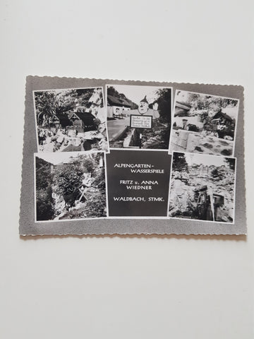 AK Waldbach. Alpengarten Wasserspiele Fritz u. Anna Wiedner.
