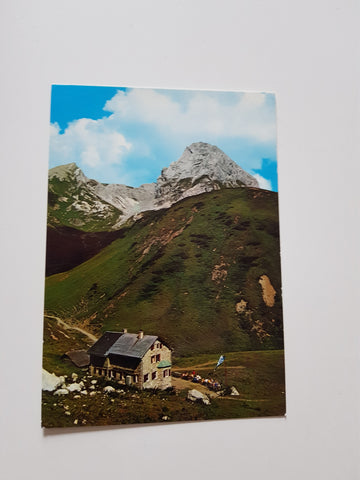 AK Ravensburger Hütte am Spullersee mit Roggalspitze. Pächter: Ludwig Zatsch. Lech.