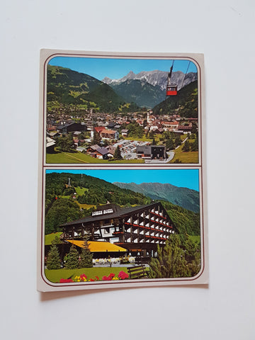 AK Schruns mit Hochjochbahn. Löwen-Hotel.