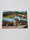 AK Schruns. Musikpavillon/Haus des Gastes Alpenbad Montafon Hist. Dampflokomotive.