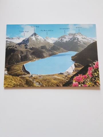 AK Silvrettapanorama mit Hotel Silvrettasee und Alpengasthof Piz Buin.