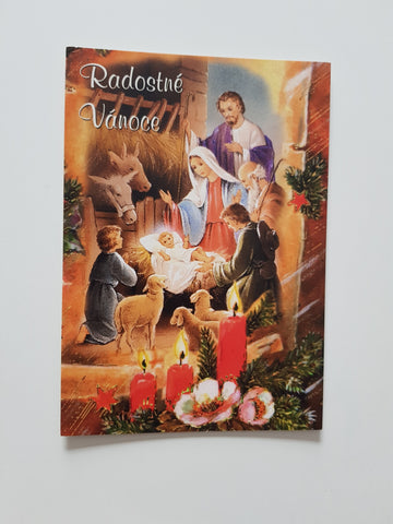 AK Radostne Vanoce. Krippendarstellung.