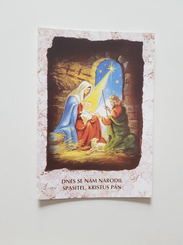 AK Dnes de nam Narodil... Krippendarstellung.
