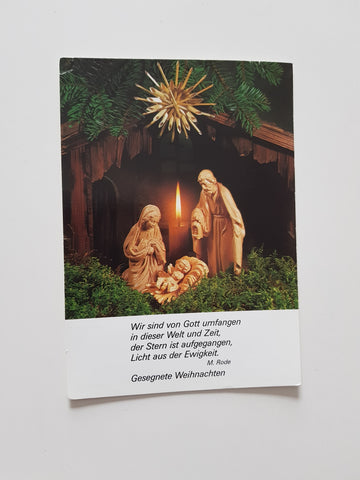 AK Krippe. Figuren: Holzschnitzwerkstätten Gg. Lang sel. Erben, Oberammergau.