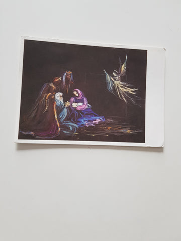 AK Krippenmotiv mundgemalt von Elisabeth Twistington-Higgins.