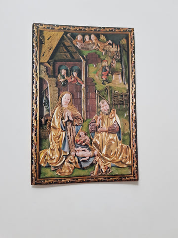 AK Wallfahrtskirche Maria Laach am Jauerling. Detail aus dem gotischen Doppelflügelaltar. Geburt Christi.