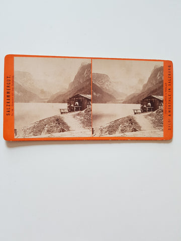 Stereofoto Salzkammergut. Gosausee mit dem Dachstein. (Baldi & Würthle in Salzburg Nummeriert: 66)