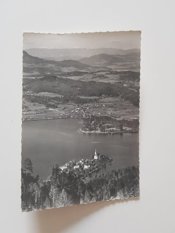 AK Blick vom Pyramidenkogel auf Maria Wörth.