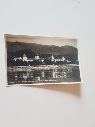 AK Millstatt. Strandbad mit Stift und Hotel Lindenhof (1929-30)
