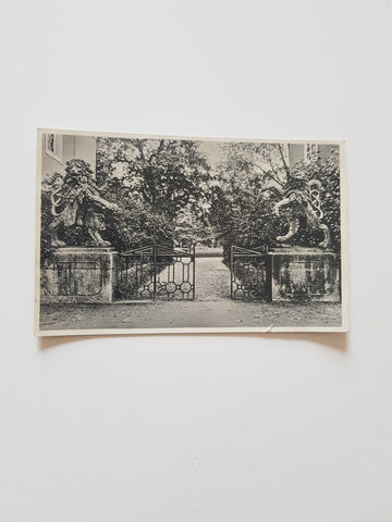 AK Schloß Gmünd 2 steinerne Löwen aus der Zeit 1670 im Barockstil (stammen aus dem Mirabellgarten, Salzburg)