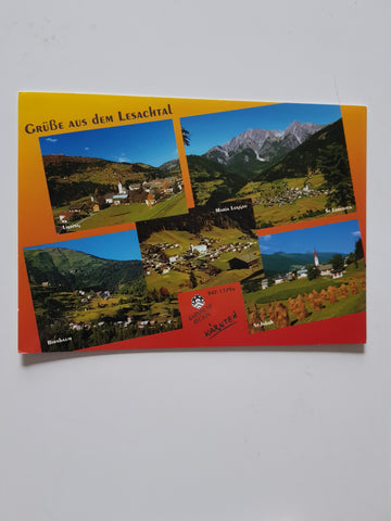 AK Grüße aus dem Lesachtal mit den Orten Maria Luggau, St. Lorenzen, Liesing, Birnbaum und St. Jakob.