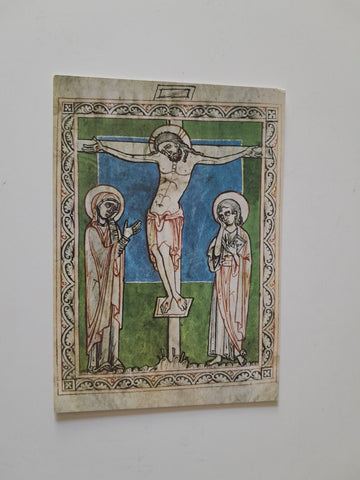 AK Kreuzigungsgruppe. Seckauer Buchmalerei 1150. Abtei Seckau.