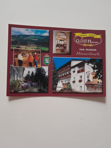 AK Miesenbach. Gasthof Pension Zum Goldenen Hirschen. Fam. Paunger.