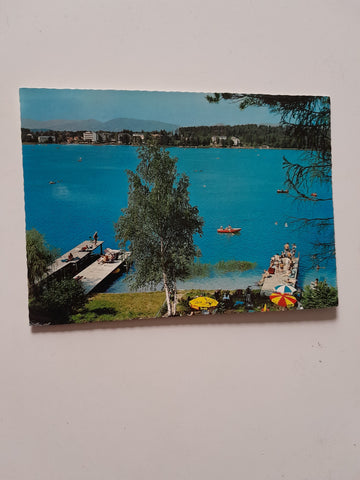 AK Badeleben am Klopeinersee mit Blick auf Seelach.
