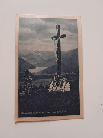 AK Bürgeralpe-Aussicht mit Kreuz und Erlaufsee.