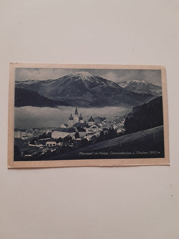 AK Mariazell im Nebel, Gemeindealpe u. Ötscher.