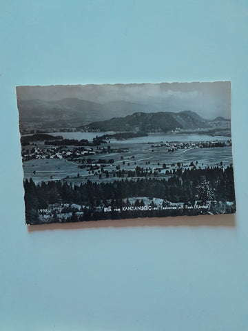 AK Blick vom Kanzianiberg auf Faakersee mit Faak.