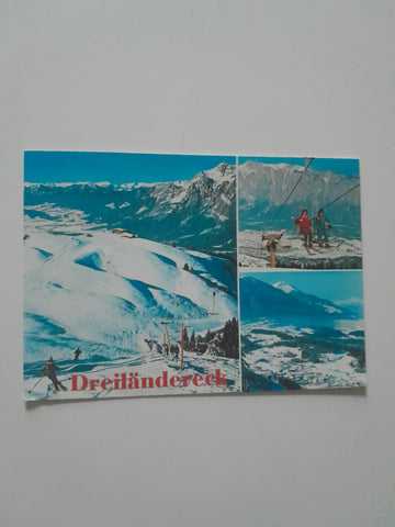 AK Schigebiet Dreiländereck Österreich - Italien - Jugoslawien. Arnoldstein.